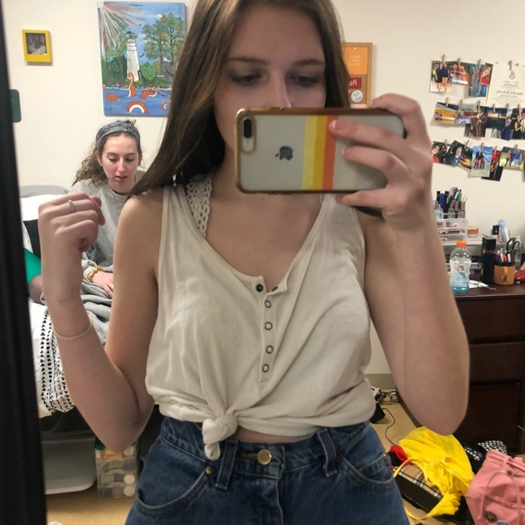 Off white cotton tank top - Picture 2 of 3